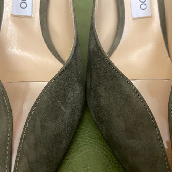 JIMMY CHOO London Suede Plastic Toe Pump Heel - Picture 4 of 12